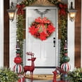 thumbnail image 1 of Mecorevxz Christmas Flower Wreath Door Hanging Wall Hanging Rattan Wreath Atmospheric Scene Decorations Strobiles Handmade Imitation Bow Red Fruit Wreath,Red, 1 of 7