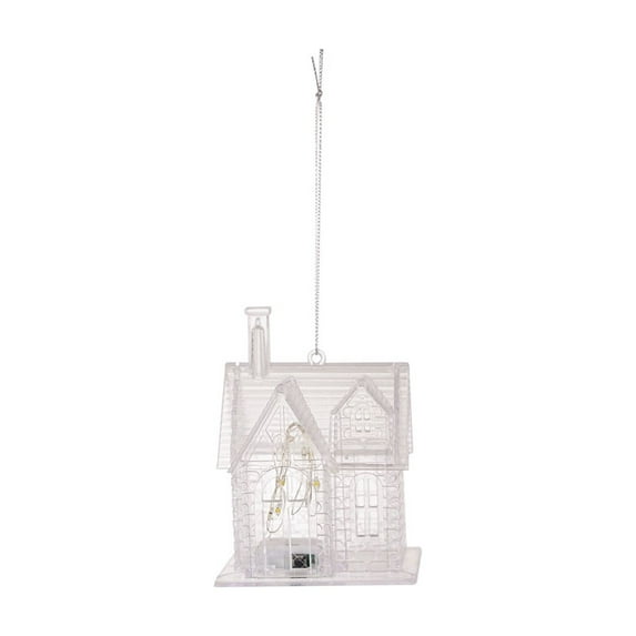 Mecorevxz Christmas Hanging Lighted Ornaments Crystal Acrylic House Shaped Christmas Ornaments for Christmas Tree Indoor Home Decor,Christmas Gifts