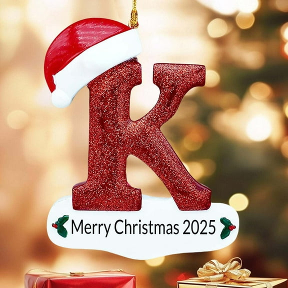 Mecorevxz Christmas Letter Ornament 2025,Letter Personalized Christmas Indoor for Christmas Tree Ornaments Pendant Hanging Decorations, DIY Hanging Christmas Ornaments (K)