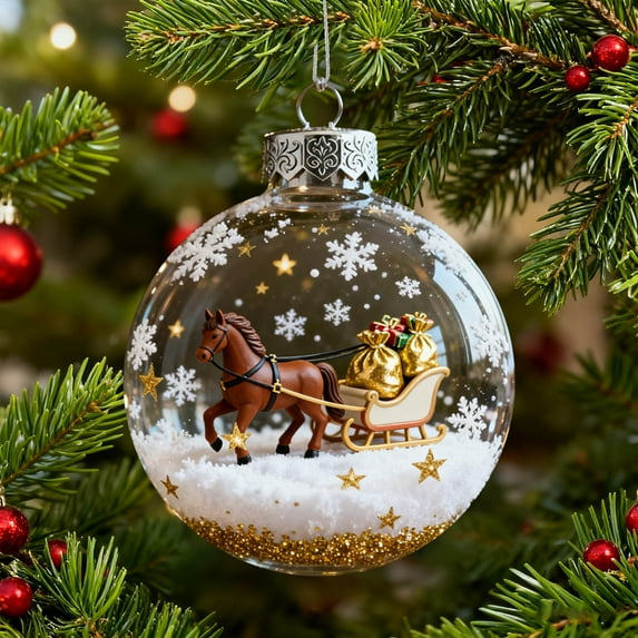 Mecorevxz Christmas Ornaments 2025 - Horse Ornaments for Christmas Tree Horse Gifts for Women, Horse Decor Plasic Hanging Christmas Decorations with Box for Horse Lovers（F）