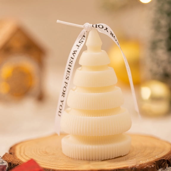 Mecorevxz Christmas Scented Candle Handmade Soy Wax Xmas Tree Realistic Tree Shaped Relaxation Candles for Holiday Party Gift Winter Festive Home Bathroom Bedroom Decor Supplies(White,10cm)
