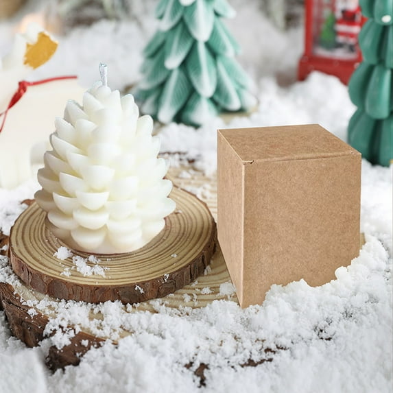 Mecorevxz Christmas Scented Candles Gift Wax Realistic Pinecone Shaped Candle for Home Cute Aromatherapy Candles for Party Holiday Xmas Decorations,Xmas Gifts(White)