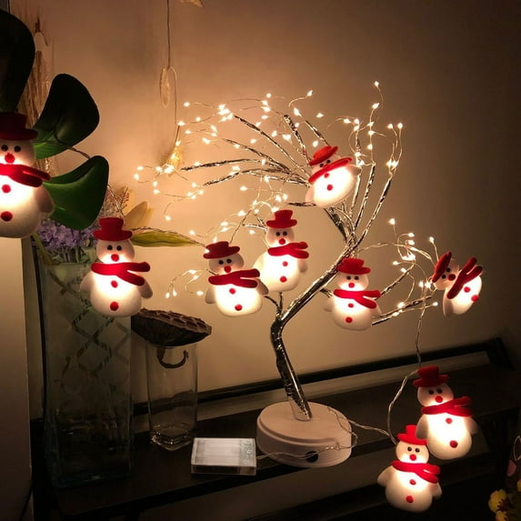 Mecorevxz Christmas Snowman String Lights - 20 LED 10Ft Waterproof Light Up String Lights,Short Plush Lights for Christmas Decorations(Battery Operated)