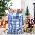 thumbnail image 1 of Mecorevxz Christmas Storage Bags,27.56"x17.69" Christmas Plaid Cloth Gift Bags with Drawstrings,Reusable Large Christmas Gift Bags Knitted Wrapping Sacks Cloth Pouches for Xmas Decor(Blue), 1 of 7
