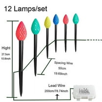 Mecorevxz Christmas String Lights Solar One Drag Twelve C9 Strawberry Xmas LED String Lights Christmas Garden Yard Decoration Ground Plug Lights