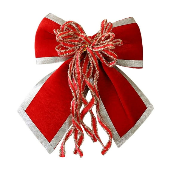 Mecorevxz Christmas Tree Bows Ornaments Christmas Wreath Bow Pre Tied Bow 9.84" x 9.84" for Xmas Home Wreath Fence Stairs Fireplace Indoor Outdoor Decor