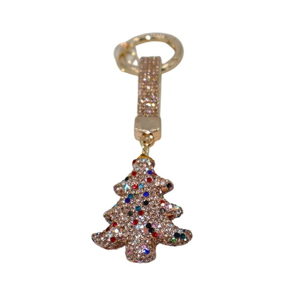 Mecorevxz Christmas Tree Shaped Keychain Cute Personalized Bag Pendant Genned with Diamonds,Christmas Gifts(Gold)