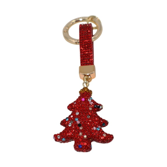 Mecorevxz Christmas Tree Shaped Keychain Cute Personalized Bag Pendant Genned with Diamonds,Christmas Gifts(Red)
