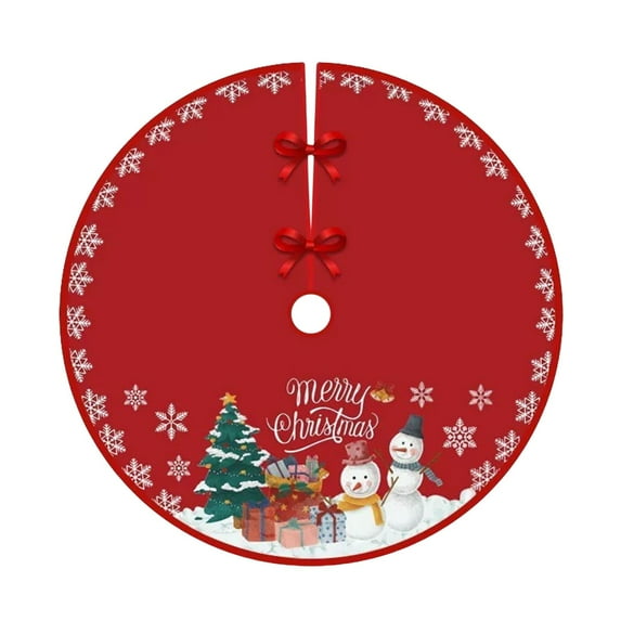 Mecorevxz Christmas Tree Skirt Red Christmas Decorations - Xmas Tree Skirt Mat with Santa Claus Snowflake Pattern for Indoor Outdoor Merry Christmas Holiday Party Decor,35inch(J)