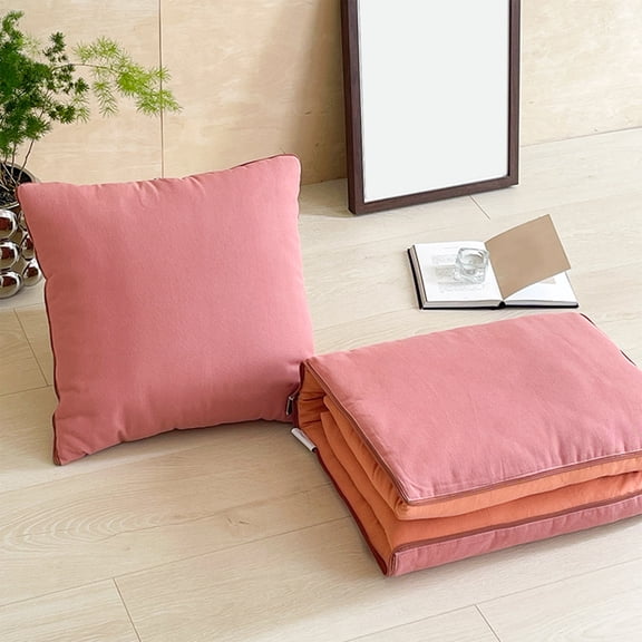 Mecorevxz Cotton Pillow Quilt Purpose Living Room Nap Blanket Office Conditioning Quilt Car Pillow, 41x57 inch