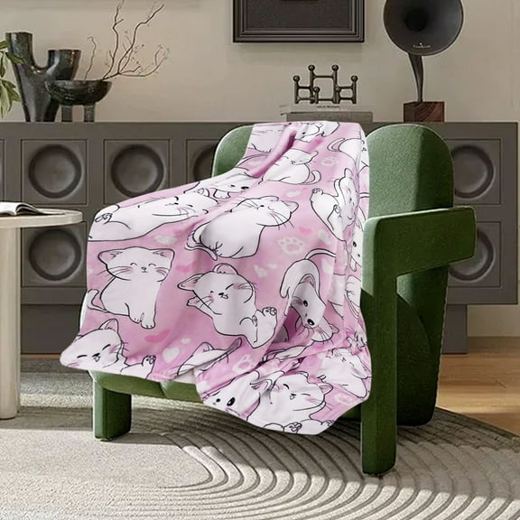 Mecorevxz Cute Cats Pattern Blanket Soft and Comfortable Multifunctional Home Soft Lightweight Flannel Throw Blankets Suitable for Kids Adults 40"x28"