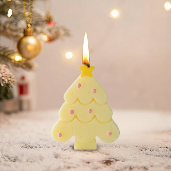 Mecorevxz Cute Christmas Tree Shaped Aromatherapy Candles, Home Decor Candle, Scented Candle Party Christmas Home Decoration Gifts Room Decor(Yellow)