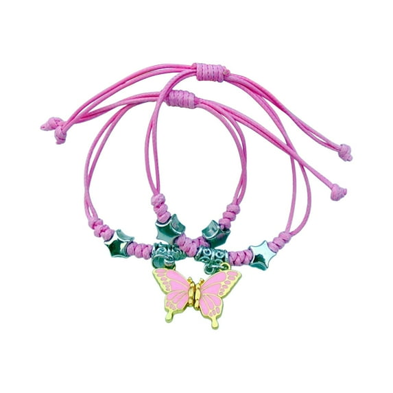 Mecorevxz Cute Magnetic Couple Butterflies Bracelet Super Girl Weaving Hand Rope Gift for Valentines Day(D)