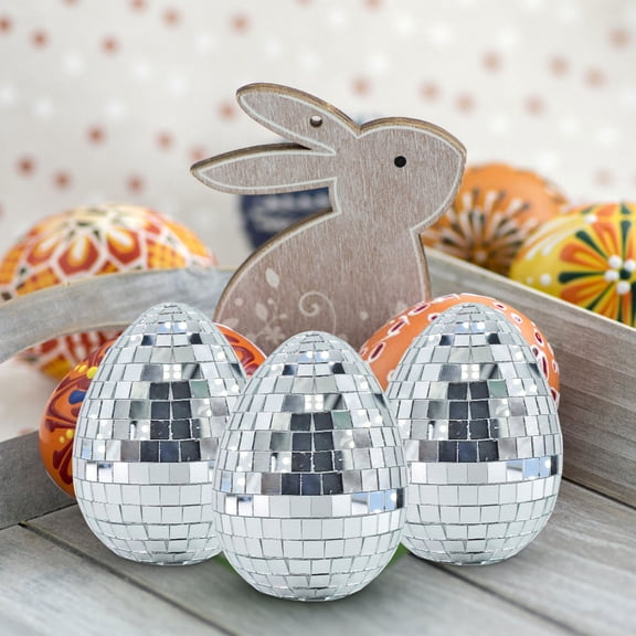 Mecorevxz Disco Easter Eggs - 6Pcs Reflective Mirror Disco Ball Easter Decorations - Mirror Easter Eggs for Easters Basket Party Home Decorations Props