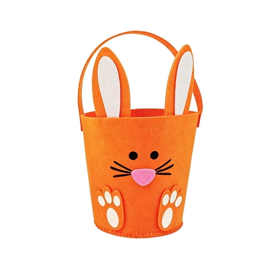 Mecorevxz Easter Decorations Non Woven Bunny Candy Bucket Egg Hunts Tote Bag Storage Basket and Gift Basket Suitable for Easter Decor(Orange)