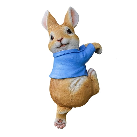 Mecorevxz Easter Decorations for Pots, Resin Rabbit Figurine Flower Planter Hanger Adorable Bunny Decor Garden Ornament for Easter Decorations, Blue