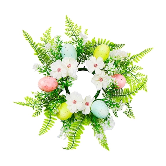 Mecorevxz Easter Eggs Candle Rings Wreaths Spring Egg and Berry Candle Rings Artificial Easter Candle Holder Mini Wreaths 11.8" for Easter Decorations(B)