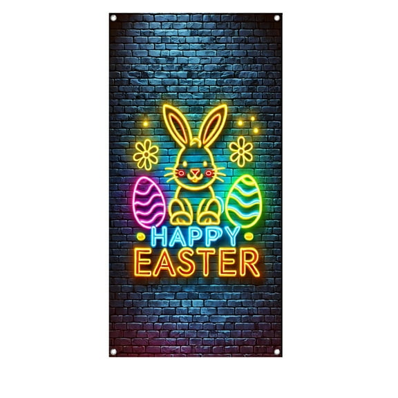 Mecorevxz Easter Wreath Door Flag Door Hanging Door Cover Decoration Spring Easter Decor for Front Door,Easter Decorations(B)