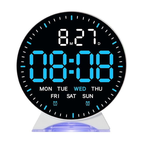 Mecorevxz Electronic Clock Multi Functional Digital Alarm Clock Date Temperature Display LED Clock(White)