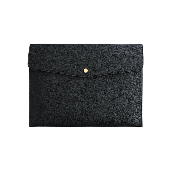 Mecorevxz File Folders Waterproof Leather Envelopes Case Folder Document Case Bag Pouch File Bag Document Storage Document Holders with Removable Hand Strap(Black)