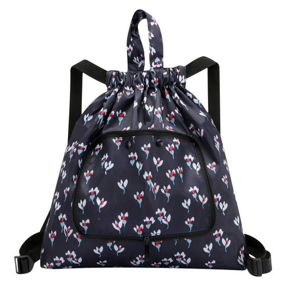 Mecorevxz Foldable Large Capacity Travel Backpack Drawstring Pocket Light Nylon Cloth Multifunctional Print Foldable Bag Organizer(B)