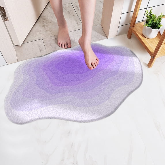 Mecorevxz Gradient Bath Rugs Super Absorbent Dry Rubber Backing Non Slip Washable Bathroom Floor Mats Shower Rug For In Front of Bathtub Shower Room 16x24Inch,Purple