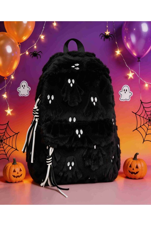Halloween Ghost Backpack Large Capacity Casual Backpack Computer Bag(Black)