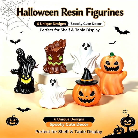 Mecorevxz Halloween Mini Cute Resin Ornament Suitable for Halloween Desktop Decorations(C)