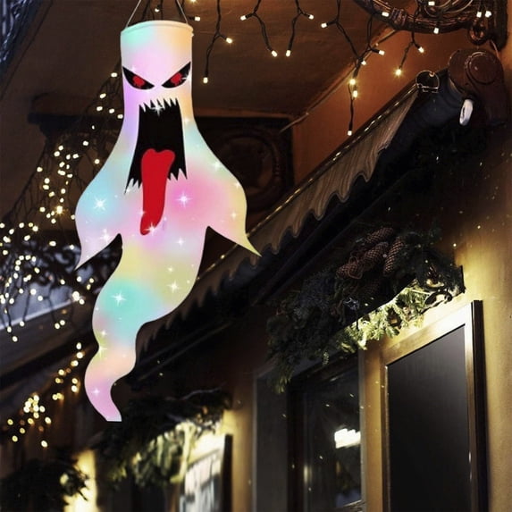 Mecorevxz Halloween Windsock Ghost Decoration Venue Props Halloween Ghost Hanging Ghost Glowing Pendant Suitable for Halloween Decorations(B)