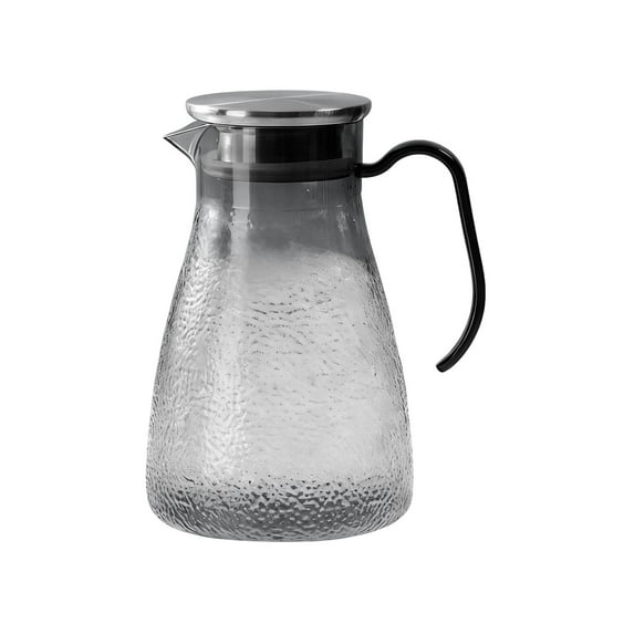 Mecorevxz Hammered-patterned Steel Lid Glass Pitcher, 1.5 Liter Water Pitcher with Lid,Iced Tea Pitcher for Fridge,Carafe With Lid, Glass Water Jug For Juice, Milk, Cold Or Hot Beverages(Gray)