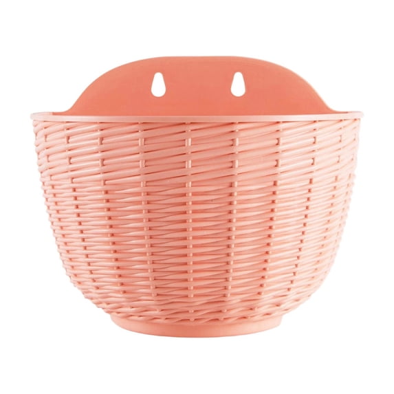 Mecorevxz Imitation Rattan Wall-Hung Semi-Circular Flower Pot Non-Perforated Balcony Lazy Flower Pot Hanging Wall Hanging Basket(Pink)