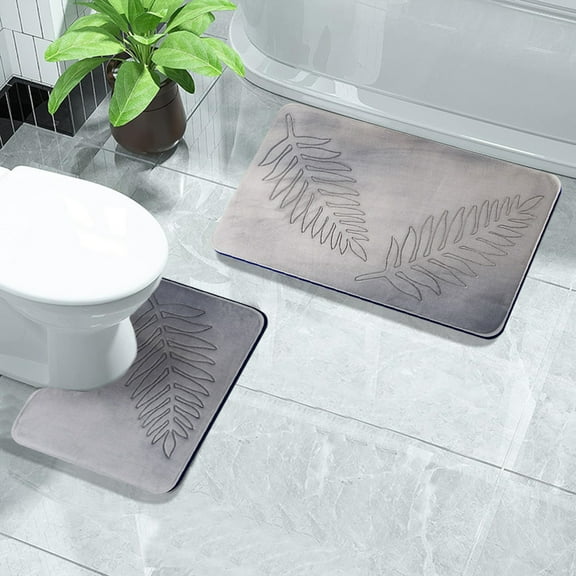 Mecorevxz Leaf Floor Mats Bathroom Water-absorbent Non-slip Floor Mats for Toilet Room Living Room Bedroom Kitchen Door Mat Two Sets Of Floor Mats,Gray