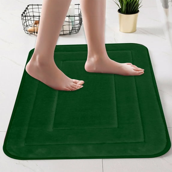Mecorevxz Memory Foam Bath Mat,24" x 16",Super Soft and Non-Slip Bathroom Rugs,Water Absorbent and Machine Washable Bath Rug for Bathroom,Shower and Tub,Green