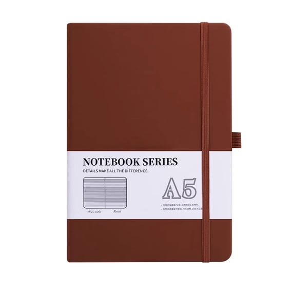 Mecorevxz Notepad with Inner Pockets Hard Leather Cover with Lines 80g Thick Paper of Superior Quality 200 Pages for Writing Notes for Office Supplies(Brown)