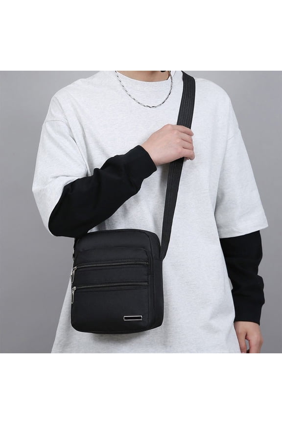 Oxford Waterproof Sling Bag Crossbody Bag for Men Slim Chest Backpack Man Purse Small Shoulder Bag for Travel Hiking(Black)