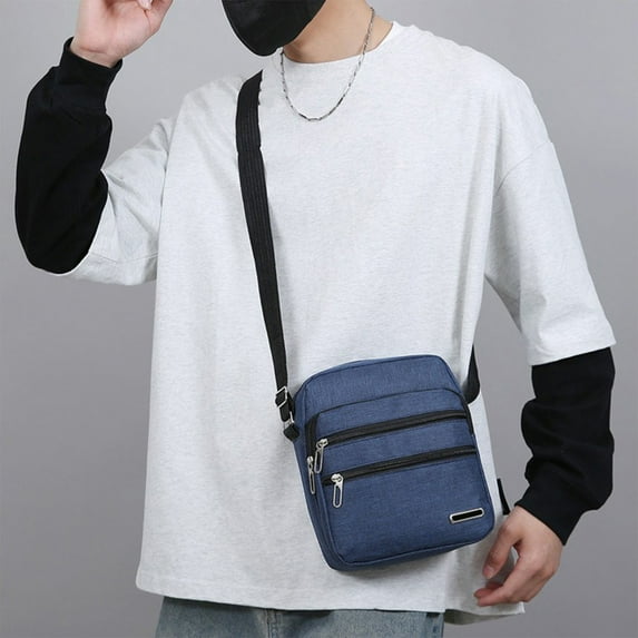 Mecorevxz Oxford Waterproof Sling Bag Crossbody Bag for Men Slim Chest Backpack Man Purse Small Shoulder Bag for Travel Hiking(Blue)