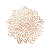 Mecorevxz Placemats 15 inch Pressed Vinyl Round Table Mates for Dining Table, Washable and Wipeable Kitchen Place Mat for Valentines Day Wedding Dinner Table Decoration Mat (Rose Gold)