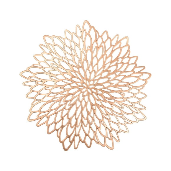 Mecorevxz Placemats 15 inch Pressed Vinyl Round Table Mates for Dining Table, Washable and Wipeable Kitchen Place Mat for Valentines Day Wedding Dinner Table Decoration Mat (Rose Gold)