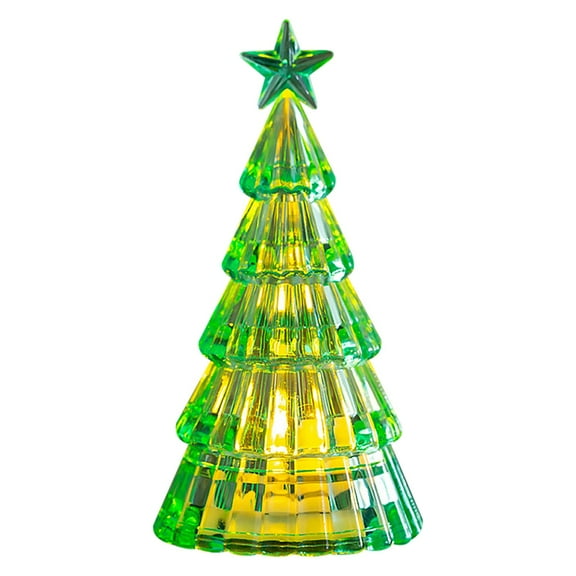 Mecorevxz Plastic Christmas Tree Lamp,Light Up crystals Lights, 4.4 x 2.28 Inch Mini Christmas Tree with Lights for Room Table Decor