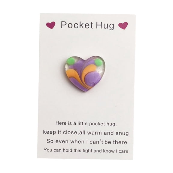 Mecorevxz Pocket Hug Heart with Greeting Cards, Little Heart Pocket Hug Token,Valentines Day Gifts, Thinking of You Gifts for Women Men Him Her (Purple)
