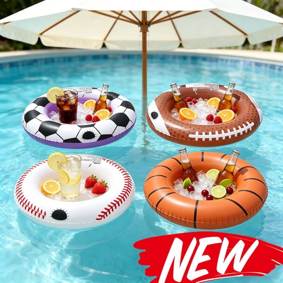 Mecorevxz Portable Outdoor Inflatable Floating Cooler and Foods Beverage Holders and Spheres-Shaped Floating Ice Bar,Ice Tray Food Drink Containers for Summer Par(A)