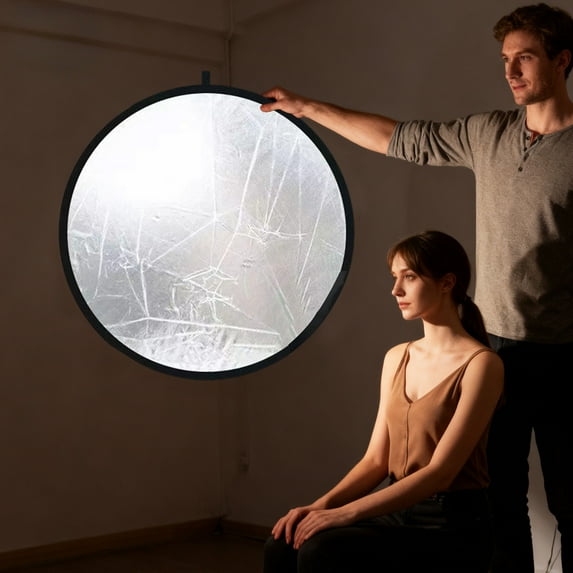 Mecorevxz Reflector Photography Lighting Board Round Foldable Portable Soft Light Board Photo Live Broadcast Portraits Mini Fills Light Board Sunshade(A)