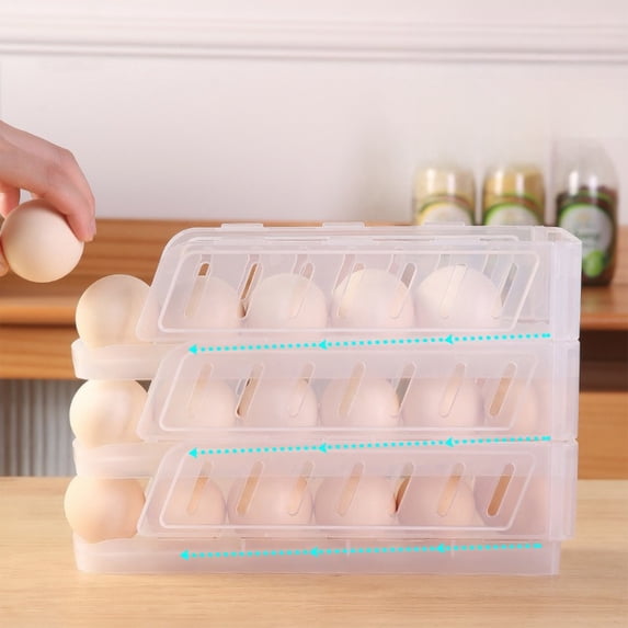 Mecorevxz Rolling Egg Organizer Detachable Egg Timer Egg Storage for Refrigerator Side Door Slide-type Egg Roller Egg Storage Box Household(B)