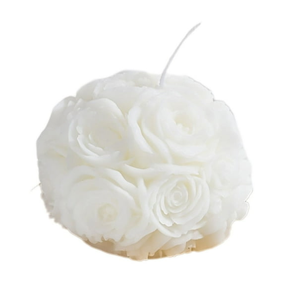 Mecorevxz Rose Ball Shaped Scented Candle,Handmade Spherical Rose Flower Soy Wax Aroma Art Decorative Candle for Table Photo Prop,Valentines Day (D)