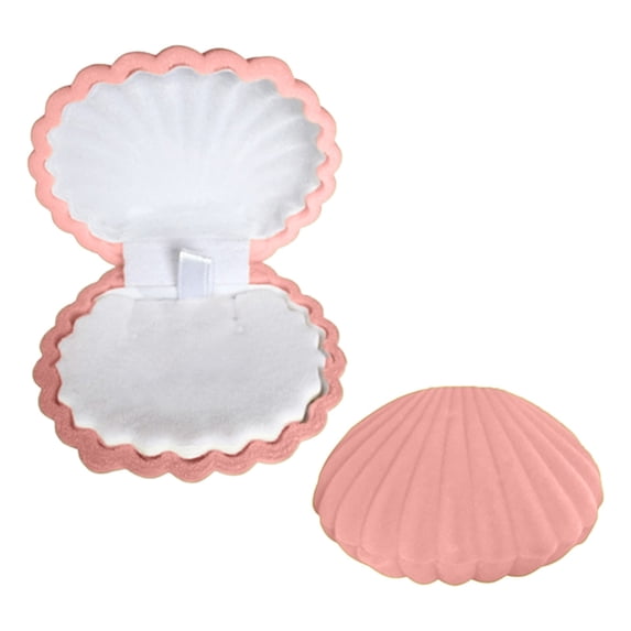 Mecorevxz SeaShell Shape Velvet Jewelry Box Showcase Display Organizer Suitable for Earring Ring Necklace(Pink)