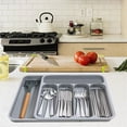 thumbnail image 1 of Mecorevxz Silverware Drawer Organizer, Expandable Utensil Tray for Kitchen, Cutlery Holder, Adjustable Plastic Storage for Spoons Forks Knives, 13.5"x12.8", Gray, 1 of 7