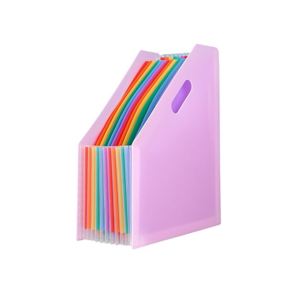 Mecorevxz Slanted Vertical File Rack A4 Large Capacity File Organizer Student Test Paper Organizer Retractable Storage Folder(Pink)