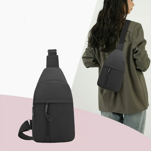 Mecorevxz Sling Bag, Crossbody Bag Minimalist Chest Shoulder Pack for Men and Women, Water-resistant Lightweight Carry Casual Daypack for Travel, Daily Use(Black)