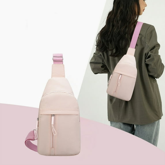 Mecorevxz Sling Bag, Crossbody Bag Minimalist Chest Shoulder Pack for Men and Women, Water-resistant Lightweight Carry Casual Daypack for Travel, Daily Use(Pink)