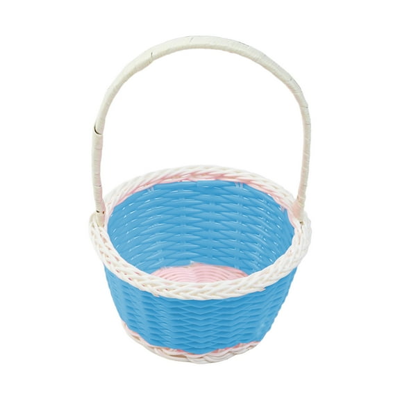 Mecorevxz Small Easter Woven Baskets with Handle Easter Eggs Baskets Mini Candy for Easter Decorations(Blue)